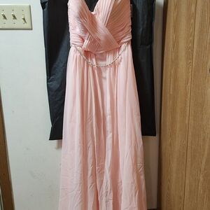 Bari Jay Strapless Pink Gown with Chain Detail